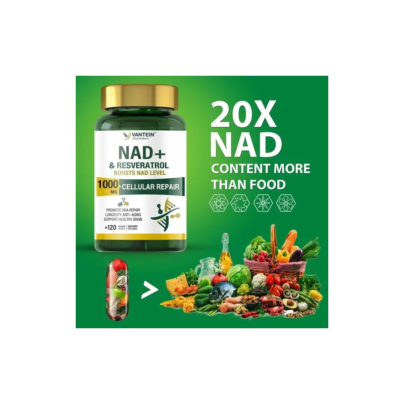 Vantein Suplemento Nad+ 1000mg 120 Cápsulas Precursor Nmn