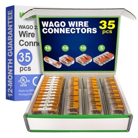 WAGO 221 Series 90pc Compact Splicing Wire Connectors | Includes (25x 221-2401), (25x 221-412), (25x 221-413), (15x 221-415) | WAGO Wire Connectors | 221 Straight Inline Splice | Electrical Lever Nuts