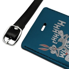 Bugs Bunny What's Up Doc? Rectangle Leather Luggage Card Carry-On ID Tag