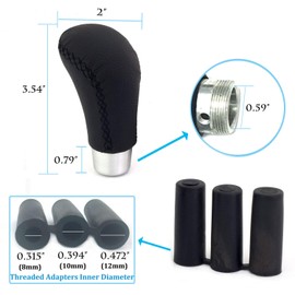 Thruifo Leather Gear Car Knob, MT Car Stick Shifter Handle Fit Most Manual Transmissions, Black Stitched