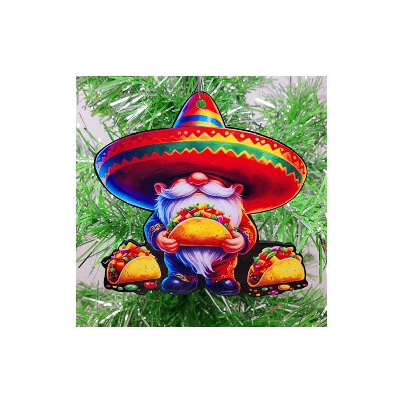 Mexican Sombrero Gnome with Tacos Ornament