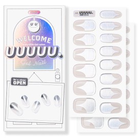 UUUUU. Semi Cured Gel Nail Strips (Spring Collection) - 100% Real Gel, Long-Lasting & Easy to Apply & Remove, works any UV/LED Lamps - Spring 2025, Nail inspo,Nail Art Stickers (UGN123 Silver Cross)