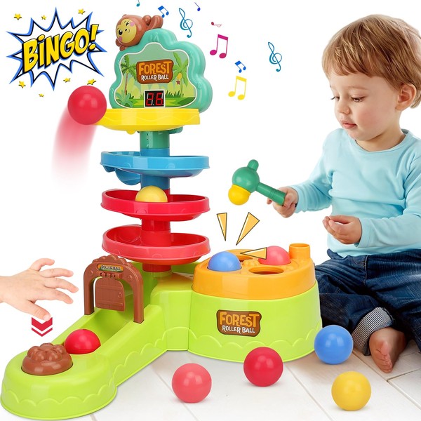 SLTBEH Montessori Toys for 18M+ Year Olds, 3-in-1 Hammer Pound