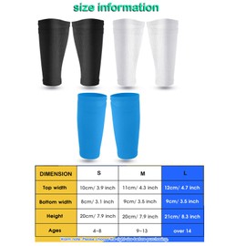 SEHXIM Soccer Shin Guards Sleeves 2 Pairs,Soccer Shin Guard Sock,Football Compression Calf Sleeves with Pocket,Shin Pads for Soccer Games Reduce Shocks and Injuries (White, Large)