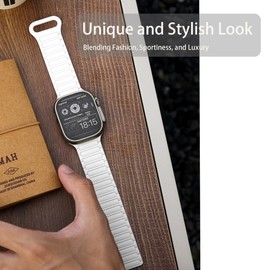 Lamshaw Compatible for Shock Clock 3 Bands, Magnetic Silicone Sport Strong Magnet Strap Watchband Compatible for Pavlok Shock Clock 3 (White)