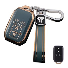 LETINGFAR Key Case, For Suzuki, Smart Key Case, Key Cover, 4 Buttons, Soft, TPU Suzuki Dedicated Design, New Spacia Custom, Compatible with Solio, Flare Wagons, Keychains, gray