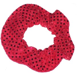 Sequin Dots Confetti Dot Hair Scrunchie Handmade by Scrunchies by Sherry (Red)