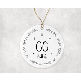 GreenStar Gifts Descriptive Gg Ornament, Best Gg Ever Ornament, Gg Xmas Keepsake Gift from Daughter Or Son, New Gg Ornament, First for Gg Printed on Both Sides