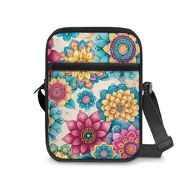 Dngkaoje Hippie Flower Cross Body Purse for Woman Travel Messenger Tote Bags Women Messenger Handbag Crossbody Lightweight Wallet Handbags Travel Sling Shoulder Handbag Cell Phone Pouch