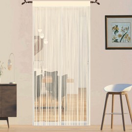 QiBoYuYe Door Curtains Fly Screen Curtain For Window String Flies Doors Decorations Room Dividers Doorways Panel Bedroom Living Closet Door Drapes (Champagne, 90x245cm)