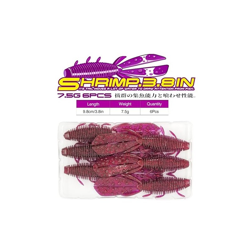 TSURINOYA 3.8-inch Hog Claw Worm, 3.8 inches (98 mm), 0.3