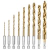 WORKPRO 9-Piece 1/4" Hex Shank Drill Bit Set, Titanium Plating