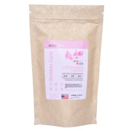 Ecofam Toothpaste Tablets – Bubble Gum | Chewable Toothpaste Tablets for Fresh Breath | Fluoride Free | Nano Hydroxyapatite Toothpaste | 350-Count Refill Bag