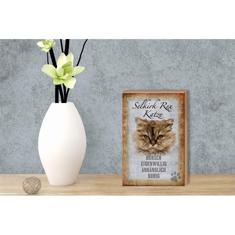 Wooden Sign Saying 12 x 18 cm Selkirk Rex Cat