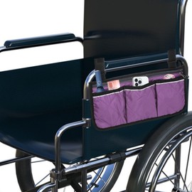 2 Pieces Wheelchair Bag Rear Wheelchair Bag Wheelchair Accessories Wheelchair Bag Armrest Bag for Walker Hanging with Reflective Strips Suitable for Walking Aids (Black + Purple)