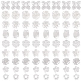 Elecrelive 558Pcs White Pearl Flower Beads Imitation Pearl Flower Charms 9 Styles Rose Tulip Aesthetic Cute Beads for Bracelet Necklace Keychain Phone Charms