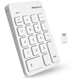 Macally - Bloc de números inalámbrico USB C | Teclado numérico para Mac Macbok iMac | Inalámbrico de 10 teclas para computadora portátil, computadora, portátil, superficie cromada (2.4G USB) perfecto