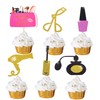 Glitter Make up Cupcake Toppers Bachelorette Party Cupcake Picks Bridal