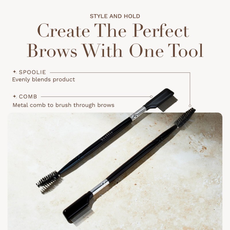 Byellie Brow Brush, Dual-Ended with Brow Comb & Precision Spoolie,