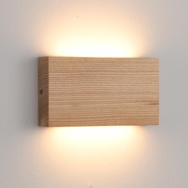 Wood Wall Sconce Indoor Wall Lights Hardwired 1 Pack Up and Down Wall Mount Light for Living Room Bedroom Hallway Corridor Conservatory Cool White 3000K(with led 4000K and 6000k)