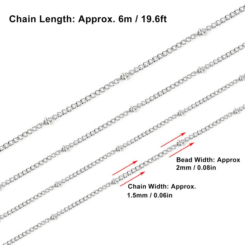 19.6 Feet Bead Chain Stainless Steel Jewelry Making DIY Link