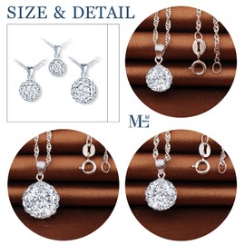 MicLee Women's Necklace 925 Sterling Silver Austrian Crystal Balls Cubic Zirconia Pendant Chain with Gift Bag Super Gift, Crystal, Cubic Zirconia