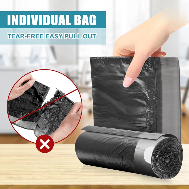 JUKFITA Small Trash Bags, 60 Count 4 Gallon Drawstring, Extra