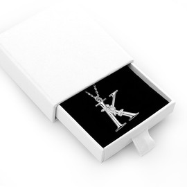 FIDWALL Letter Sterling Silver Necklace for Women - Adjustable 45cm+5cm Floral Design 925 Silver Jewelry, Unique Teacher, Mom,Nanny,Friend Gift with Flower Engraved Pendant (K)