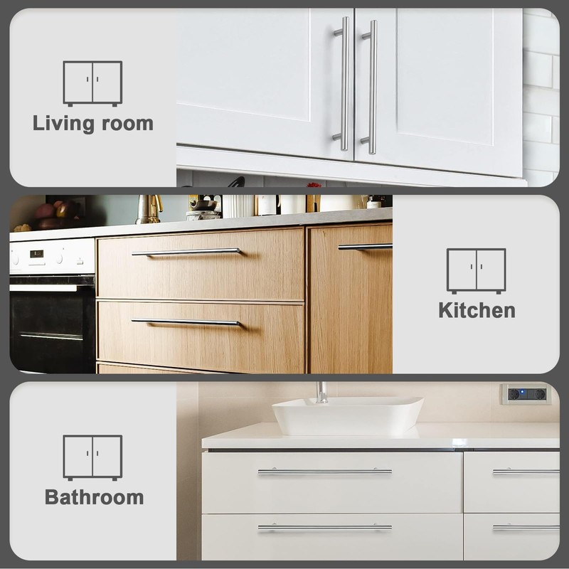 Probrico (5 Pack Brushed Nickel Kitchen Cabinet Handles,Hole Center (12-4/5