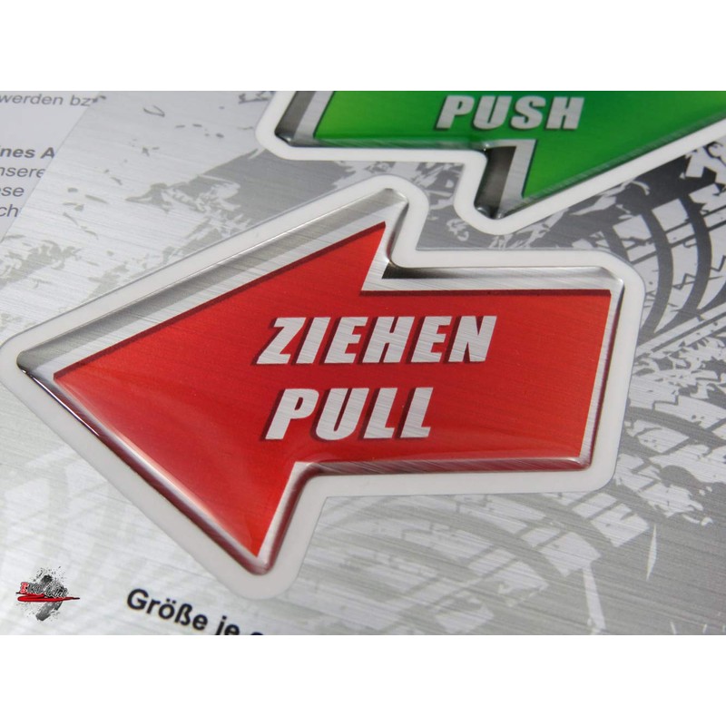 BIKE-label 900158 3D Sticker Aluminium Look Door Sign Arrows Pull