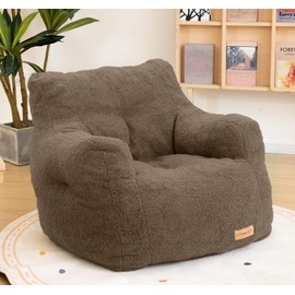 Cvortll Bean Bag Chair with Filler, Bean Bag Sofa with Tufted Soft Stuffed Filling, Fluffy and Lazy Sofa, Comfy Cozy BeanBag Chairs with Memory Foam for Dorm, Apartment, Living Room (Brown)