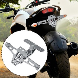 Motoforti Motorcycle License Plate Tail Rear Light Bracket Titanium Tone