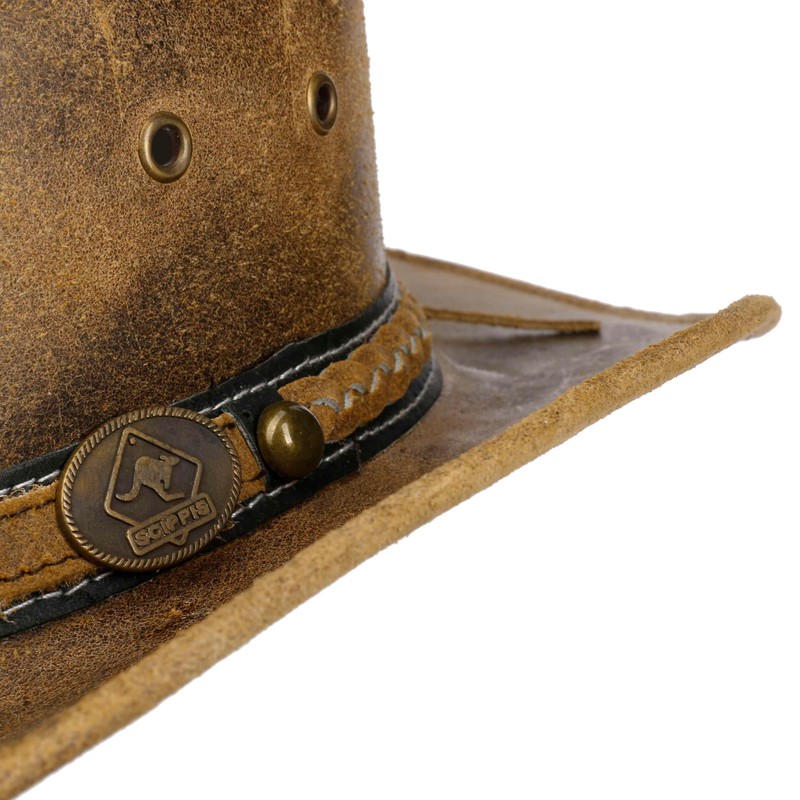 SCIPPIS Irving Leather Hat, Brown, S