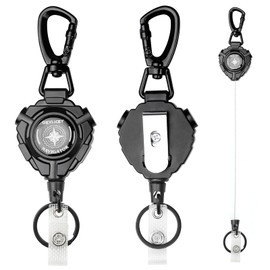 IETWATE Pack of 2 Lanyard Extendable, 360° Rotating Carabiner Key Fob Extendable, Anti-Theft Extendable Key Fob, Retractable Key Ring with 80 cm Steel Wire Rope, d'Alene to