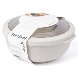Amuse Tylla Bowl Food Storage Containers with Lid for the Fridge Storage Containers with Lid Airtight as Camping Tableware, Salad Bowl or Snack Bowl with Lid 1000 ml Oat