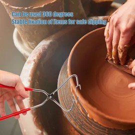 Dipping Tongs Handle Stainless Steel Easy Cleaning Stable Fixation Pottery Sculpture Tongs for Craft Carving 2pcs Dipping Tongs Glazing Tools Clay Sculpture Tongs Stainless