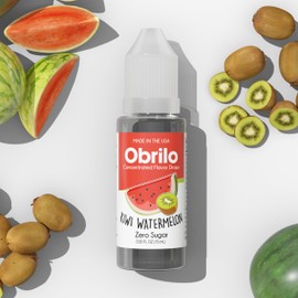 Obrilo Kiwi Watermelon Flavor Extract - Propylene Glycol (PG) Based - Water Soluble - Concentrated Food Flavoring for Baking, Candies, Desserts, Smoothies, Coffee & Tea - 15 mL/0.5 fl oz Dropper