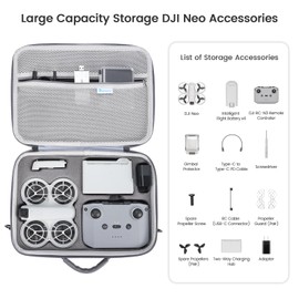 SKYREAT Neo Bag, Portable Storage Bag, Portable PU Travel Bag for DJI Neo Fly More Combo Drone and RC-N3 Remote Control Accessories, gray, Neo Case