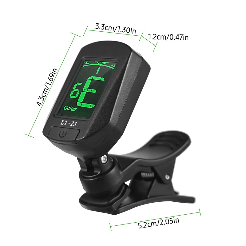 Guitar Tuner Clip-On Tuner Digital Mini Electronic Tuner with LCD