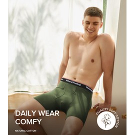 Natural Feelings Boxer Briefs Mens Underwear Men Pack Soft Cotton Open Fly Underwear