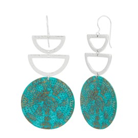 Silpada 'Tide Pools' Sterling Silver with Green Patina Brass Drop Earrings