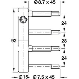 Gedotec Door Hinge 2-Piece Drill-in Tape Room Door Hinge 3-DIM Adjustable for Wooden Interior Doors | Tape Rollers Diameter 15 mm | Band Height 92 mm | Hinge 11R 15-000 | 1 Piece - Renovating Entrance