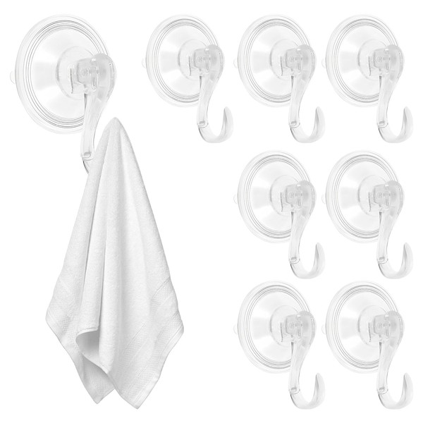8Pcs Wreath Suction Cup Hook Clear Shower Suction Hook Plastic