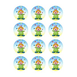 Colorful Clown Edible Image Cupcake Toppers For 2 Inch Cupcakes Or Cookies!