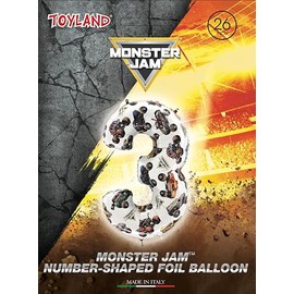 Toyland® 26" (66cm) Monster Jam™ Number 3 Foil Balloon - Large Monster Truck Birthday Balloon - Party Decoration, Air or Helium, Self Sealing