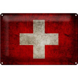 Tin Sign 30 x 20 cm – Made in Germany – Flag Switzerland Flag Metal Decorative Tin Sign