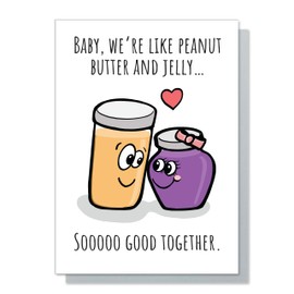 PRESS and POUR Cute Valentine's Day Card, Sweet Valentine's Day Card, PB&J Valentine's Day Card, Loving Valentine's Day Card, Valentine Card for Wife Girlfriend, Valentine Card Husband Boyfriend