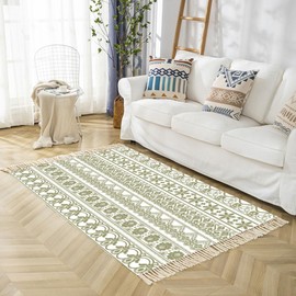 Terafeels Carpet Washable Area Rug 3x4 Beige Entry Rug Living Room Modern Geometric Non-Slip Throw Rug Polyester Floor Carpet for Bathroom Laundry Bedroom Office Entrance 60x120 cm, 2704