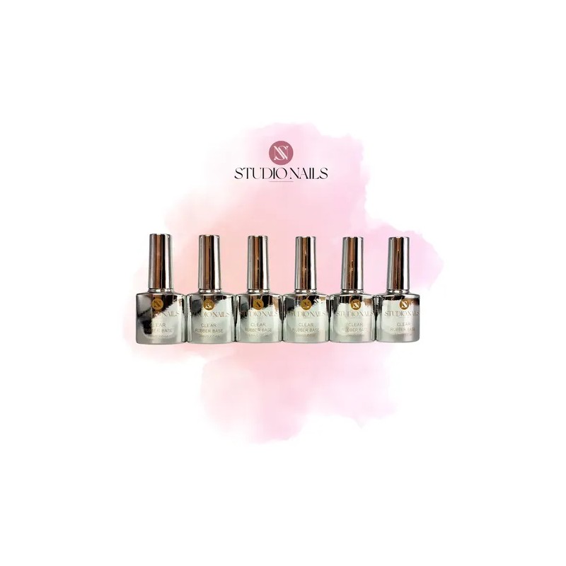 Caja Con 6 Esmaltes Rubber Base Clear 10ml Cu. Studio