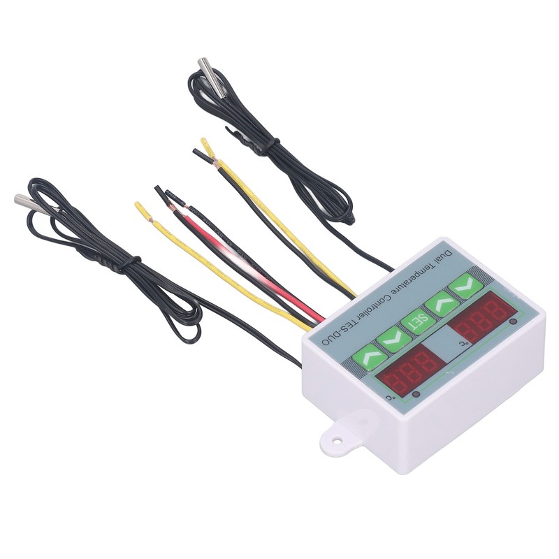 Dual Temperature Controller Waterproof Digital Thermostat with Data Storage for